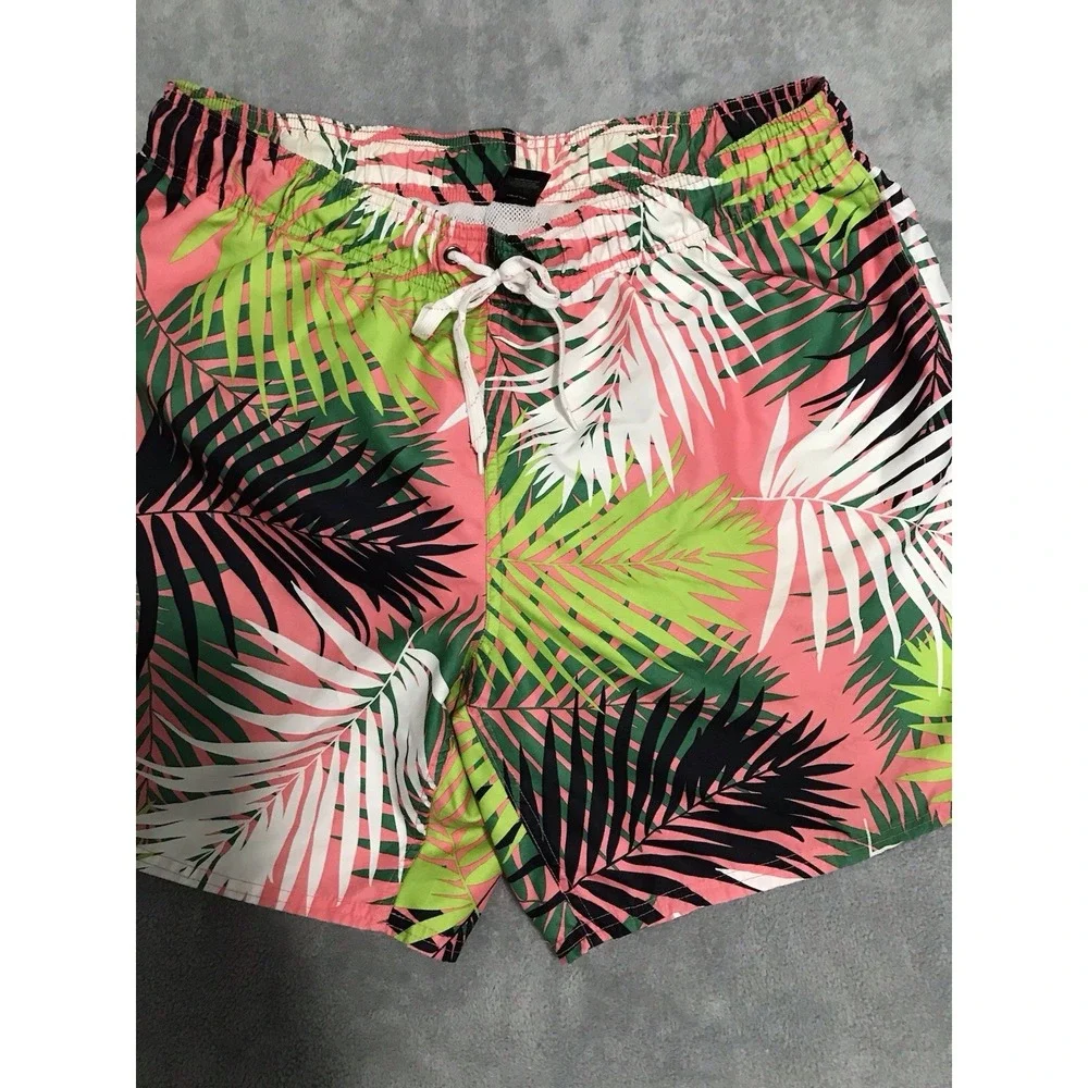 City Streets Board Shorts Mens Extra Large Palm Leaves Surf Swim Beach Trunks XL
